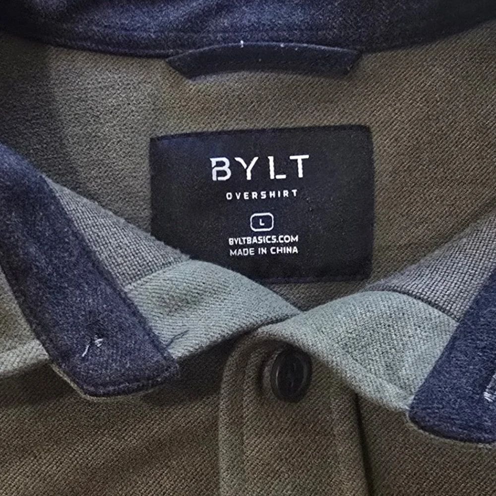 BYLT Coastal Overshirt Olive Green Long Sleeve Button Up Shirt Men's Large - Picture 3 of 9